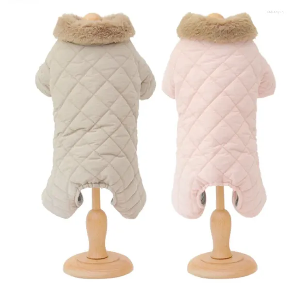 Vestido de vestuário de vestuário de cachorro roupas de macacão de inverno quatro pernas macacão de gola de pele de pet hitfit roupas de cachorro vestuário pequeno casaco de casaco de roupas calças