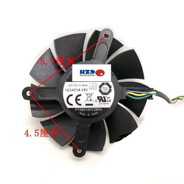 Pedler Ücretsiz Gönderim Hzdo FY08015H12BPA 75mm Grafikler/Video Kartı Soğutucu Fan Değiştirilmesi 45mm*56mm*69mm 4pin GTX560 GTX560TI