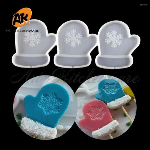 Backformen Weihnachtshandschuhe Design Lollipop Silikonform Süßigkeiten Kuchen Topper Model DIY Schokolade Fondant Schimmel Dekoration Werkzeug Backware