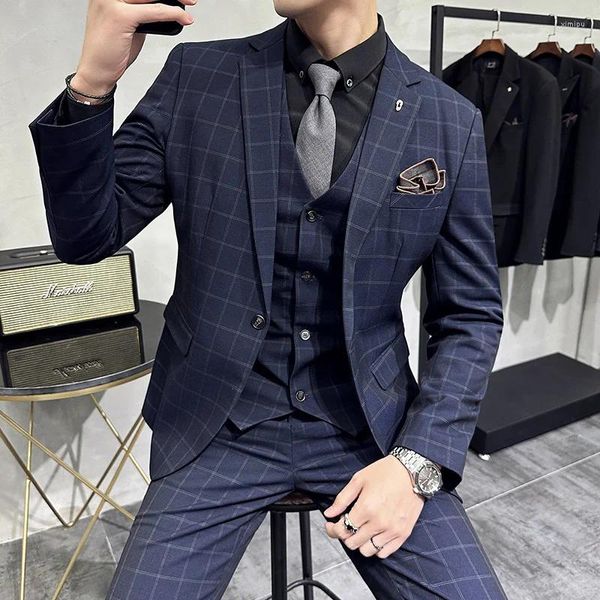 Ternos masculinos de alta qualidade Casamento de outono (calças de colete de terno) Slim-Fit Business Busine