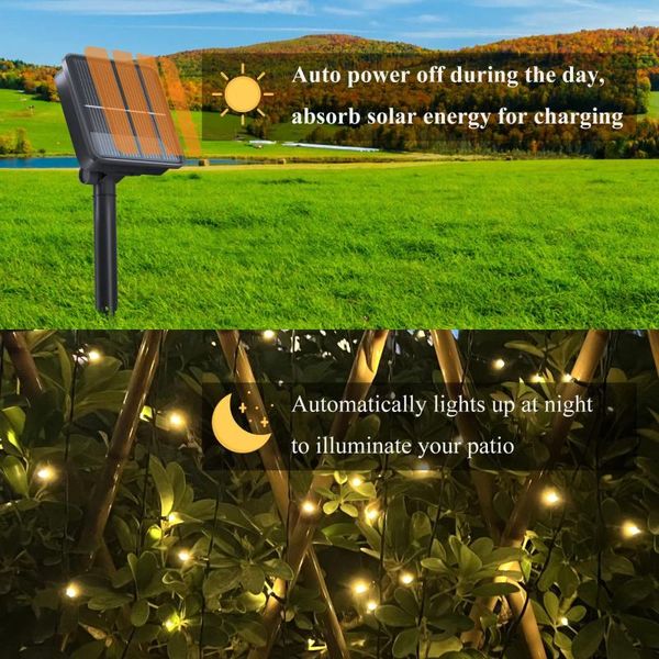 Stringhe 22/12/5m Luci solari a LED Garland esterno Decor in sala da lampada ad alimentazione impermeabile per matrimoni Balcone Balcone Accensione di Natale