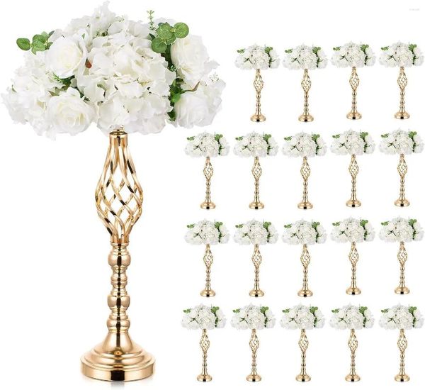 Vasen 10 PCs Metall Blumenarrangement Ständer Hochzeit Mittelstücke 20 Zoll großer eleganter Vase Gold Candelabra