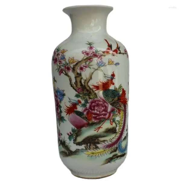 Estatuetas decorativas ornamentos de porcelana antigos chineses pastel phoenix peony mapa vasos