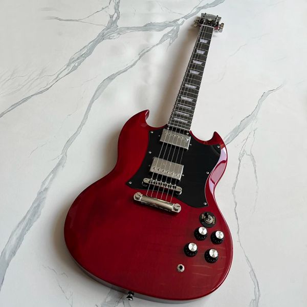 Guitar Classic SG E -Gitarre Bright Red Surface Devil Horn Form Professionelles Performance Level kostenlose Lieferung nach Hause.