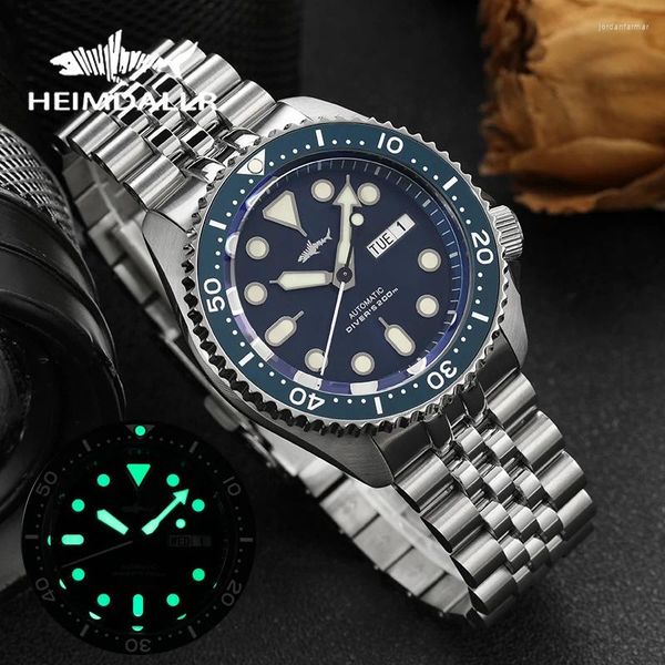 Наручительные часы heimdallr skx007 Dive Watch NH36 Автоматическое механическое сапфировое стекло C3 Супер светящееся 200 метров.