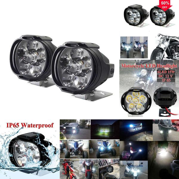 Auto 2pcs moto 6 faro a LED ad alto punto di lavoro luminoso Spot Scooter Electric Scooter Motore ausiliario Bulbo della testa ausiliaria