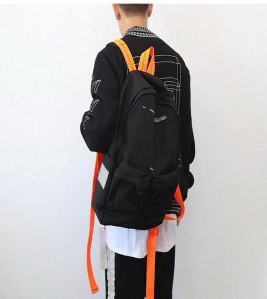 Designer Men and Women Fashion Brand Backpack Orange Canvas Cintura Nylon Off Ribbon Youth School Bags Borse Large Capaci9255468