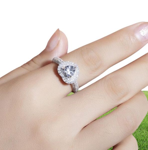 Eternal Real Solid 100 925 Sterling Silber Engagement Ehering für Frauen lieben Herz 187ct Simuliertes Diamantring Schmuck SI8760882