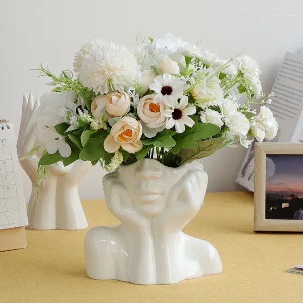 Vasos Arte corporal nórdica Vaso de cerâmica Arranjo de flores em casa Felizes de desktop Decoração do escritório de escritórios Clube de mobiliário artesanato