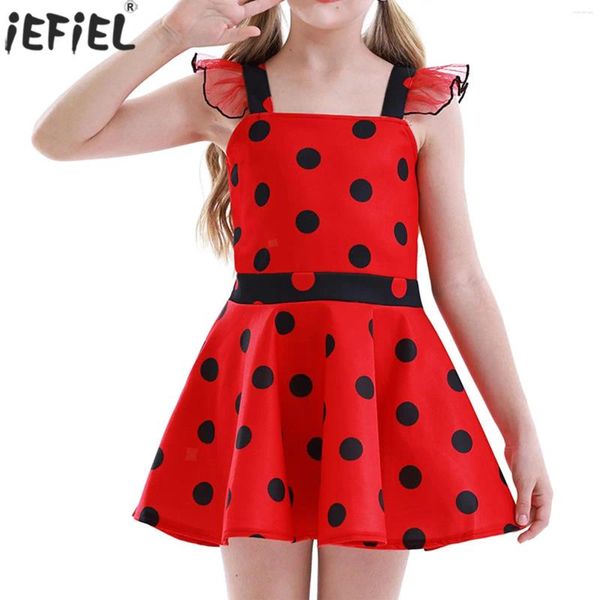 Girl Dresses Kids Girl Abito Cartoon Dress Halloween Cosplay Carnival Tema Partito Da sera Sleeveless Polka Dots Stampa A-Line Short