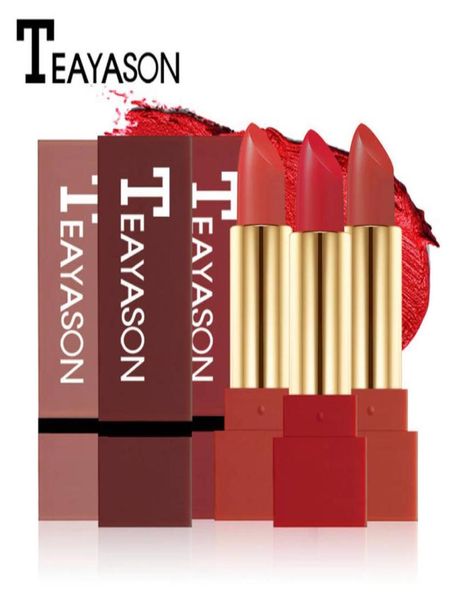 Teayason Brand Waterproof Matte Lipstick Penna per donne Lunga duratura Batom Dark Red Velvet Balm rouce A Levre Natural Makeup Lip ST7535132