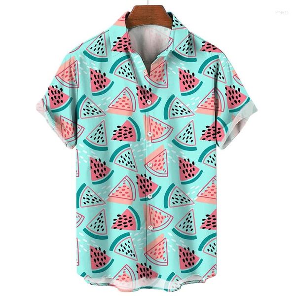 Camisas casuais masculinas Frutas tropicais Imprimir verão Hawaiian