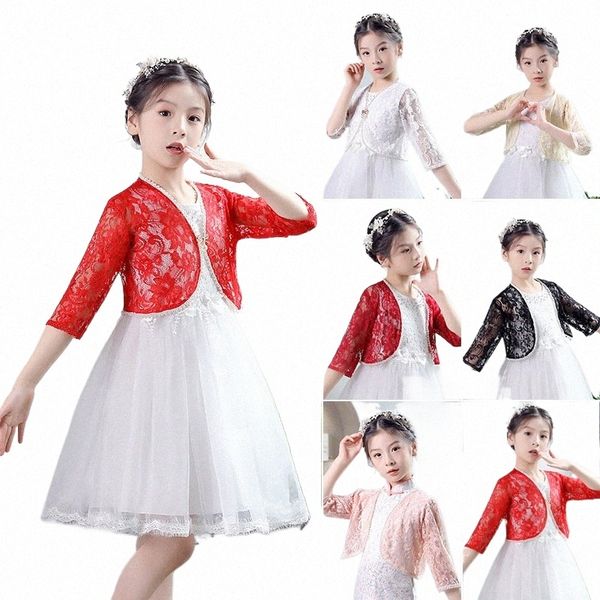 Mädchen Kinder halbe Ärmel Bolero Achselzucken für Prom Party Schwarzer Spitzenbrautumhang Hochzeit Gloaks Schalcken Achselzucken Oberbekleidung Mädchen Kleidung y9ln#