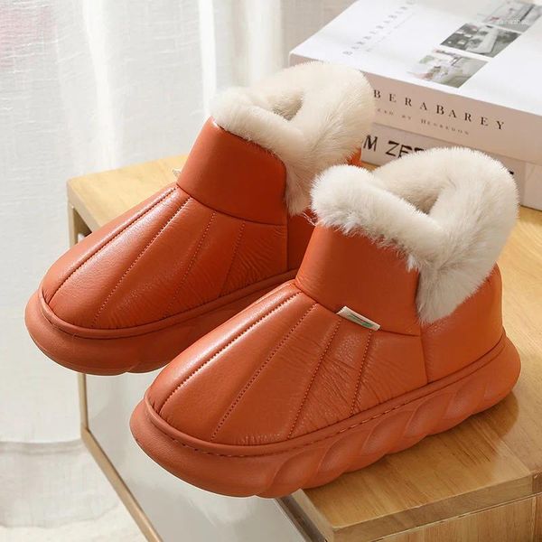 Sapatos casuais sola grossa botas à prova d'água Mulher macus mocassins de inverno feminino Full Full Foman Booties Tamanho 43 44