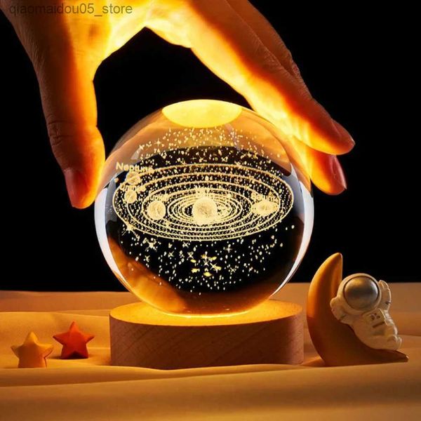 Lampade sfumature Crystal Ball Night Astronomy Night Light Creative Blowing Planet Galaxy Night Light Decorazione per la casa Cambia Luce Brightday Gift Q240416