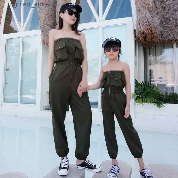 Rompers anne kızı tulum yaz moda çocuk kızlar tulum kadınlar tek parça kıyafet ebeveyn-çocuk anne ve bebek için eşit kıyafetler l410