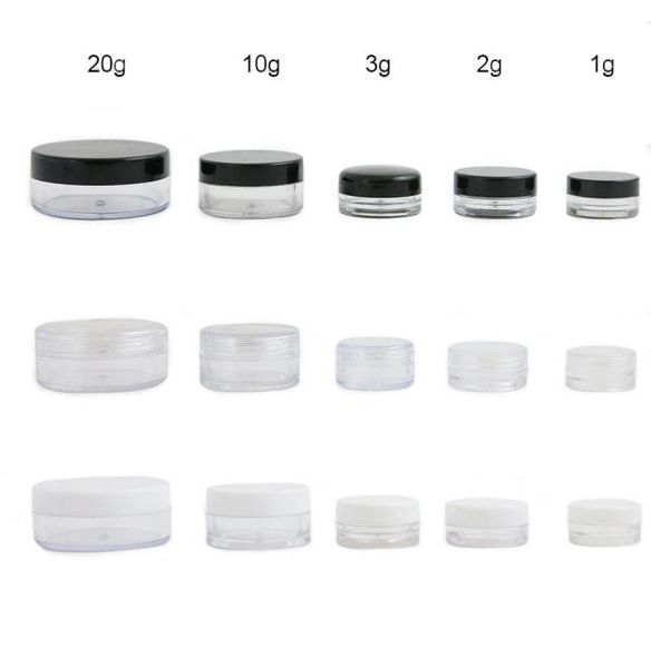 1G 2G 3G 10G 20G Jar crema PS trasparente vuoto di alta qualità con tre contenitori per trucco cosmetico in plastica7247556