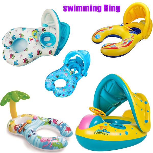 Piscina per bambini galleggianti infantili infantili mobili mobili Accessori per bambini Accessori Sun Shade Baby and Mother Swim Trainer Toy Kids 1-6Y 240411