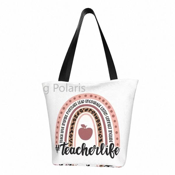 Professor Life Shopper Bolsa Rainbow Love Inspire Incentivar bolsas escolares Bolsas de pano de pano moderno de pano 22uv#