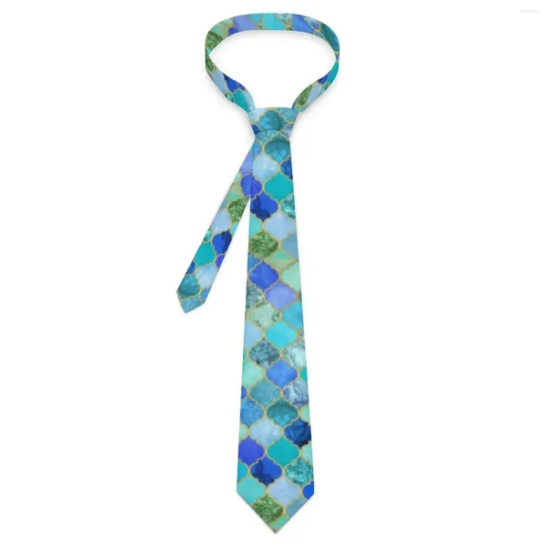 Галстуки для бабочек мужской галстук ретро гео -печать шея марокканская плитка повседневная дизайн воротнич
