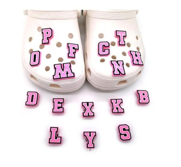 Fashion Shoe Halloween Charms Scarpe per decorazioni Cancella Pins Pins Pinks Pink English Capital Letters Numero Kids Party1944745