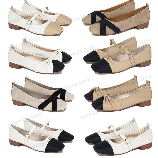 Designer di lusso 2024 Scarpe da donna estate Nuovo colore brow beige nero tacco basso quadrata per la testa poco profonda 36-41