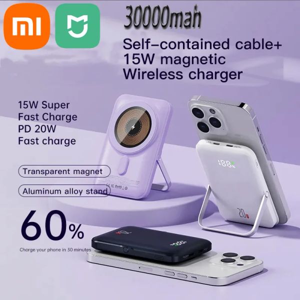 Produkte Xiaomi Mijia tragbarer magnetischer 30000 -mAh -Power Bank Wireless Ladeständer für iPhone13 14 Pro maxe schnelle Gebühren externer Batterie