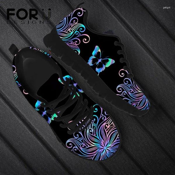 Scarpe casual Forudesigns Artistic Butterfly Stampa signore Sneaker Lace-Up Air Light Breath Shoe Shoe Morb Female Outdoor Female Footwear