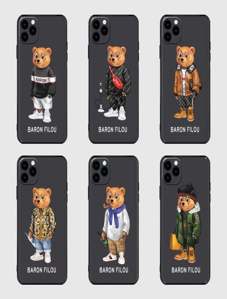 Симпатичная модная медведя силиконовая телефона для iPhone 6s плюс 11 8 13 XR SE2 12 Max Mini Pro X 6 XS 7 Luxury Brand Clear Soft Cover BO8588594
