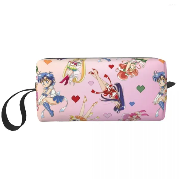 Stume da stoccaggio anime Moon Girl Travel Borse cosmetiche Donne giapponese Shojo Sailor Manga Makeup Organizzatore Lady Beauty Beauty Dopp Kit