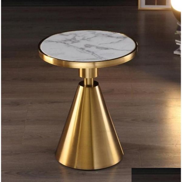 Wohnzimmermöbel zeitgemäßes Design rund Gold Edelstahl Marmor Top Bistro Tisch Kaffee Pub für El Club Cafe845508 Drop d Dhllez