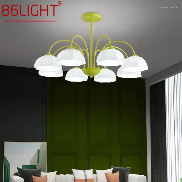 Kronleuchter 86light grüne Glas Hanging Deckenlampe LED Kreatives einfaches Design -Anhänger Kronleuchter Licht für Wohnzimmer Schlafzimmer