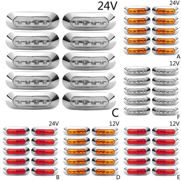 2024 10pcs Marcador lateral Luz traseira âmbar 4 Smd 12/24V Propertável LED LED LAMBRO ndicator Trailer