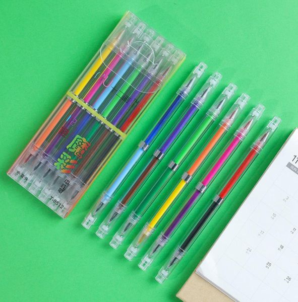 VENDANDO CONTRA DE PLÁSTICA TRANPELANTE MAIS CRIDADES PEDRAFITI DUPLO DUPLO DUPLO DUPLO GLITTER GEL PEN 12 CORES Gel Marker Conjunto Colo8709173