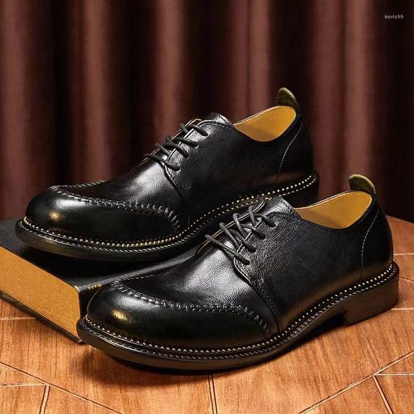 Elbise ayakkabıları erkekler 2024 retro iş rahat küçük deri İngiliz tarzı yumuşak taban single