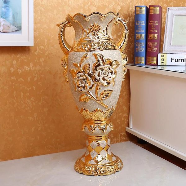 Vasi Ceramic dorato 61 cm Alto soggiorno Ornamenti di moda Ornamenti per bottiglie di fiori Festival Regali per la casa arredamento