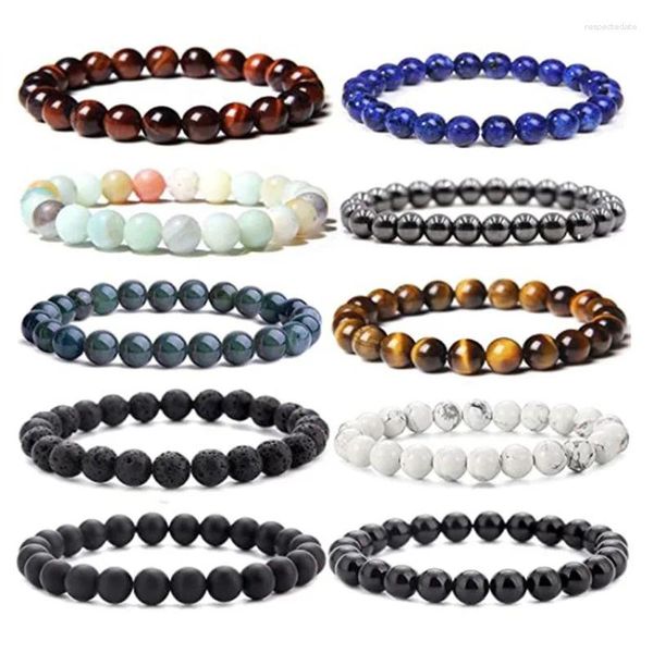 Strand Tiger Eye White Pine Vulcano Vulcano Fatto a mano in perline Elastic Rope Halftone Bracciale maschile e femminile