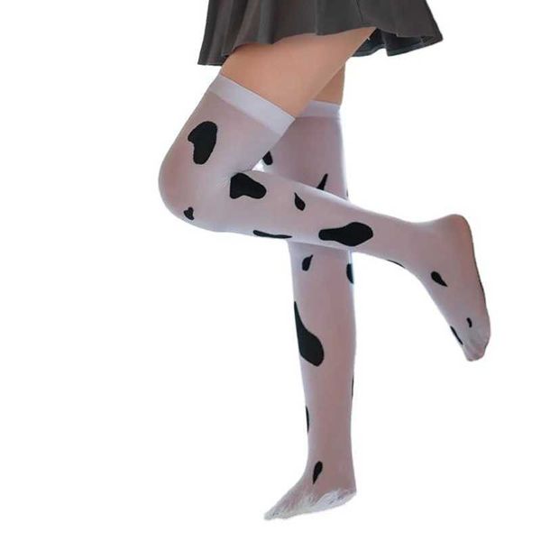 Calzini sexy Donne Sexy Cow Spotted Stampa Thiera calze alte setose sopra il ginocchio calzini lunghi anime anime drop shipping 240416