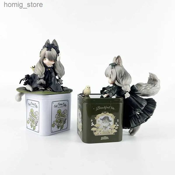 Figuras de brinquedos de ação Tea -festa quente chá de gato pode gato civet flor gato sentado postura postura em pé postura feita artesanal brinquedo y240415