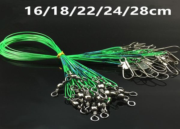 100pcslot 5 tamanhos misturados 16cm28 cm Terminal de arame de aço Antibito Tecles de pesca Snaps Snaps Swivels Acessórios Pesca E9223180