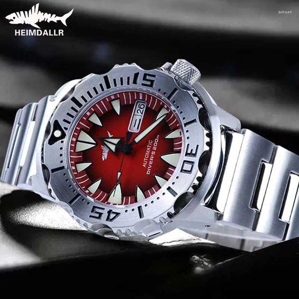 Наручительные часы Heimdallr Monster v2 Frost Automatic Watch Men NH36A Мужское механическое сапфировое стекло 62MAS Черное PVD Свет