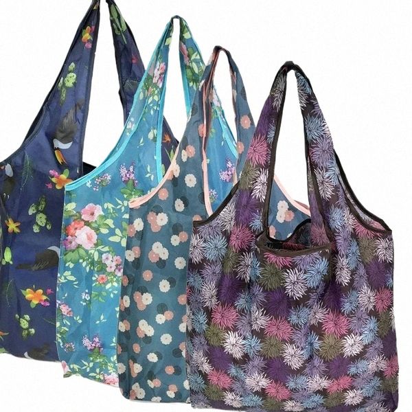 12pcs saco de lojas reutilizáveis bolsas portáteis de bolsas de armazenamento de brinquedos de praia de supermercado Bolsa de mercearia de viagem de ombro F62G#