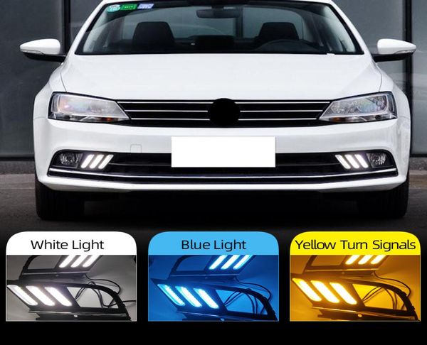 2PCS CAR LED DRL Daytime Huntime Light Light Daylight для VW Jetta Sagitar Mk6 2015-2018 STIMER Turning Signal3863998