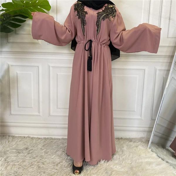 Roupas étnicas Bordadas de luxo lantejoulas abayas Mulheres muçulmanas vestidos longos Turquia árabe do Oriente Médio Maxi Robe Islâmico Ramadã Kaftan Dubai