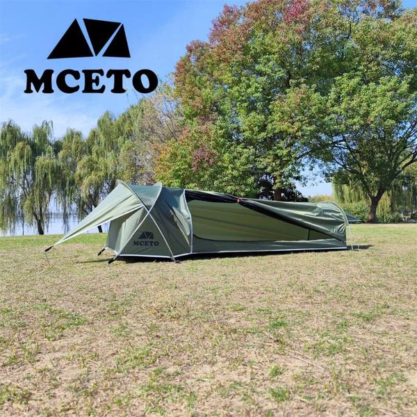 Tendas e abrigos Ultralight Single Person Backpacking tenda 1 Campo à prova d'água Saco de dormir para caminhada 4 Túnel de viagem de 4 temporada