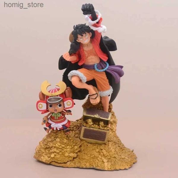 Figuras de brinquedo de ação Anime One Piece Monkey D. Luffy Tony Chopper Ação Figuras Modelo Doll Toys Collectible Desktop Ornamentos infantis presentes de Natal Y240415