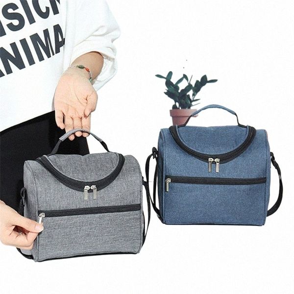 Großkapazität Square Thermal -Lunchbeutel tragbare Kühlerbeutel isolierte Lebensmittelbeutel für Arbeitsschule Picknick Bento -Taschen mit Reißverschluss 24a9#