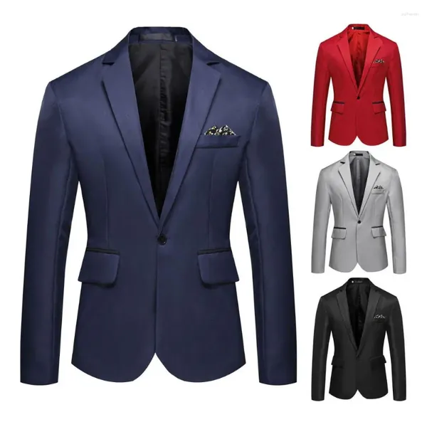 Herrenanzüge stilvoller Business Blazer Casual Anzug Jacke Ein Knopf Langarm dekorativen Taschenmantel Lappel