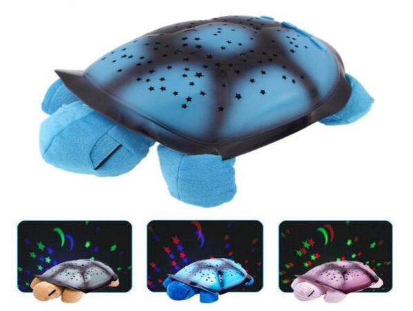 Neue kreative Turtle -LED -Nachtlicht leuchtend Plüschspielzeug Musikstar Lampe Projektor Spielzeug für Baby Schlaf 3 Farben7163302