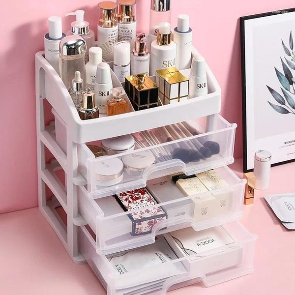 Aufbewahrungsboxen Make -up -Box Schmuckhalter Hold Drawer Schönheit Nagelkunst Desktop Kosmetik Lippenstift Maske Home Home